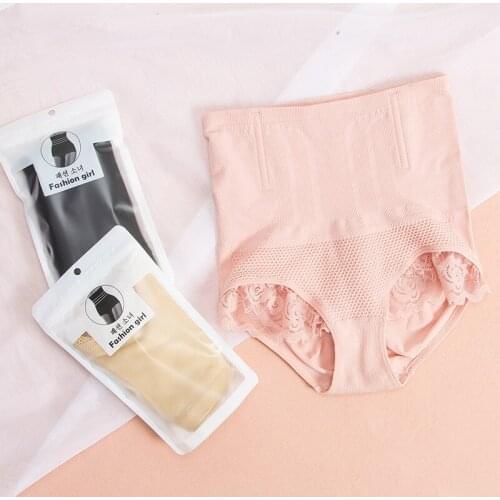 3pcs Small Waist Cotton Panties Hive High Waist Girl Underpant Hip Lifting Body Shaping Pants Lace Briefs Honeycomb Belly Pants