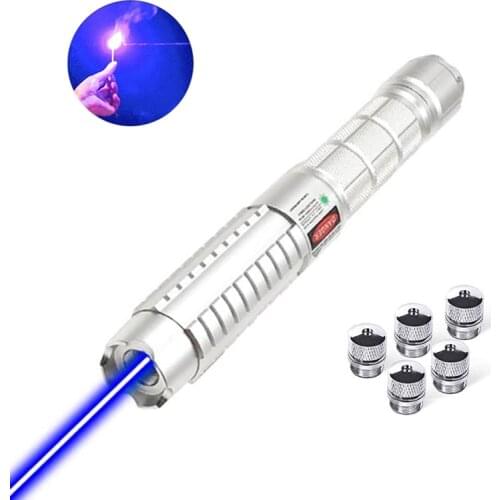 High Power Green Laser Pointer Pen 532nm Focus Burning Blue/red Lasers 5000 to 10000 Meters Laser Sight with 5 Star Caps