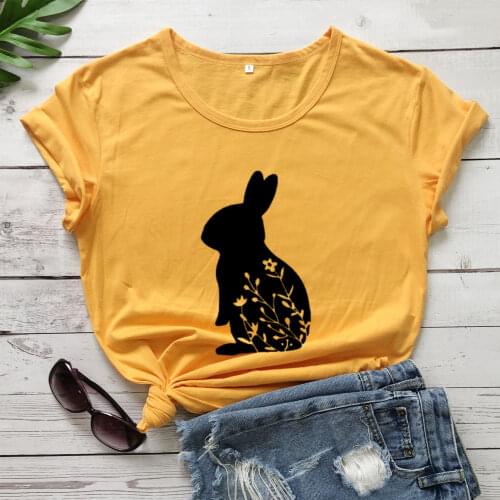 100% Cotton Women T Shirt Bunny Rabbit Printed Tshirt Ladies Short Sleeve Tee Shirt Women Female Tops Clothes Camisetas Mujer