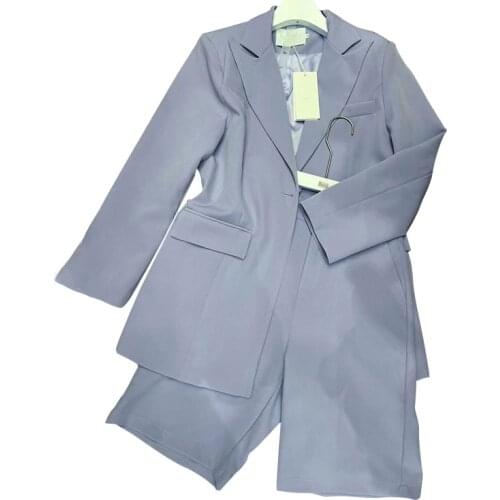Female Loose Sets For Women Notched Long Sleeve Patchwork Pocket Blazer High Waist Solid Pants Casual Two Piece Set