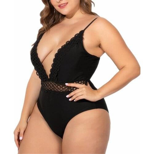 Plus Size Swimwear Women One-piece Swimsuits Sexy Deep V-neck Strapless Bathing Suit Maillot De Bain Blanc Badpak Fishnet L- 5XL
