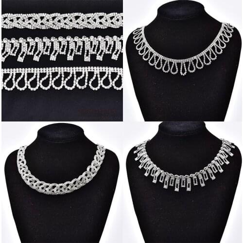1 Yard Dancing Necklace Rhinestone Chain Glass Crystal Tassel Trim Wedding Dress Belt Decoration DIY Swimsuit Mask Accessories
