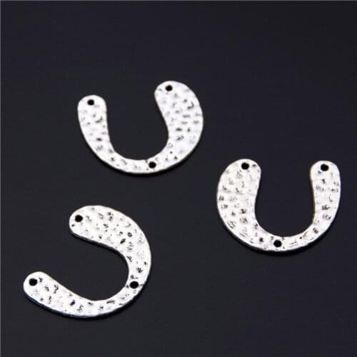 25pcs Silver Color Letter U Shaped Charms Pendant Original Bracelet For Jewelry Making Diy A2474