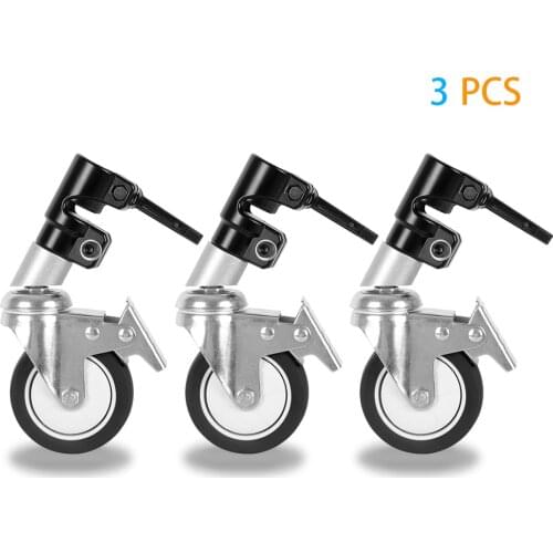 3Pcs C-Stand Swivel Caster Wheel Set 25MM Diameter For Photography Heavy Duty Stainless Steel C-Stand Special Wheel Accessories