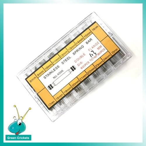 360pcs/box Watch Band Spring bar set 1.3mm Dauble Flange Stainless Steel Watch Spring bar,8mm~25mm Spring bar