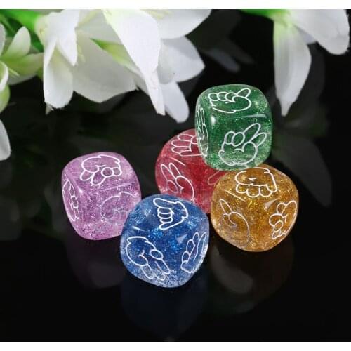 5pcs/set Finger Guessing Game Dice Toys Rock Paper Scissors Stone Family Party Drinking Decider Games 6-Side 20mm Toy L43E