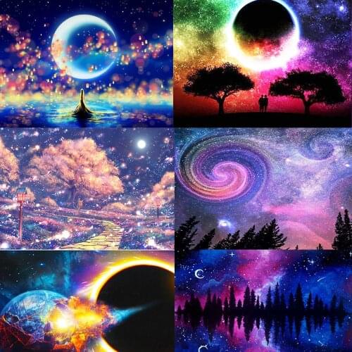 5D Diy Starry Sky Planet Wallpaper Series Full Square/Round Diamond Mosaic Embroidery Diamond Painting Home Decoration