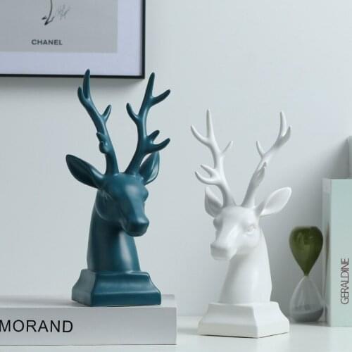 ABSTRACTION ANIMAL STATUE DEER HEAD CERAMIC ART&CRAFT OFFICE CREATIVE DESKTOP DECORATION L2923