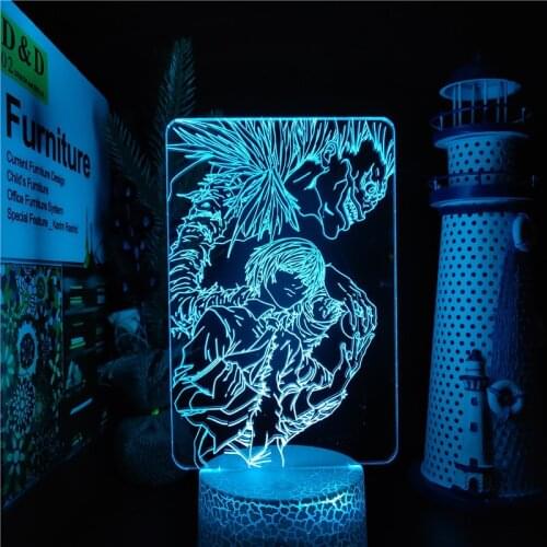 Anime 3D Lamp DEATH NOTE Yagami Light Ryuk LED Illusion Night Lamp for Kid Child Bedroom Decor Night Light Manga Gift Table Lamp