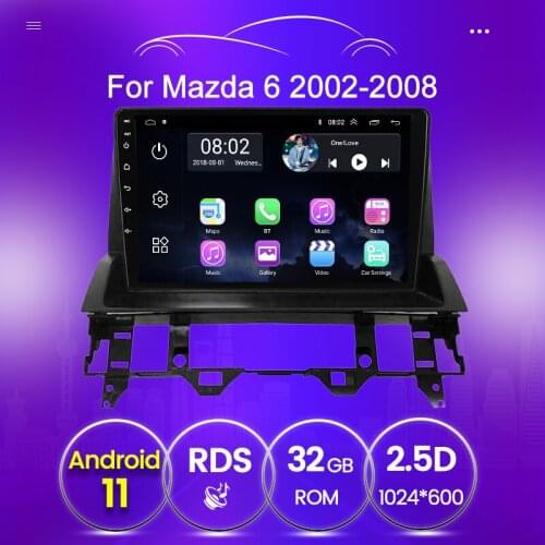 Car Multimedia player For Mazda 6 2002 2003 2004 2005 2006 2007 2008 Android 11 2GB+32GB Multimedia Car DVD wifi INavigation