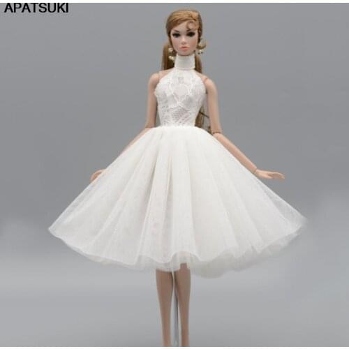 White High Neck Ballet Dress For Barbie Doll Outfits 1/6 Dolls Accessories Dancing Clothes 4-layer Skirt Party Gown Kids Toy 1:6