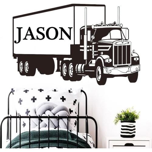 Large Truck Wall Sticker Custom Personalized Boy Name Vinyl Decal Home Decoration Children Bedroom Headboard Window Wall Z736