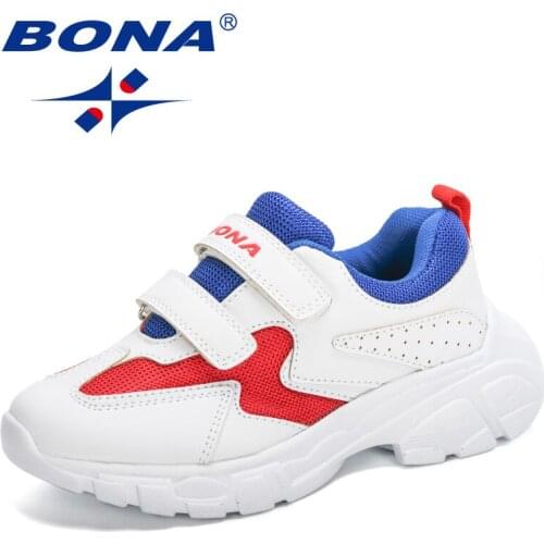 BONA 2020 New Arrival Popular Sneakers Luxury Brand Teenager Sport Shoes Leather Kids Walking Footwear Children Running Shoes