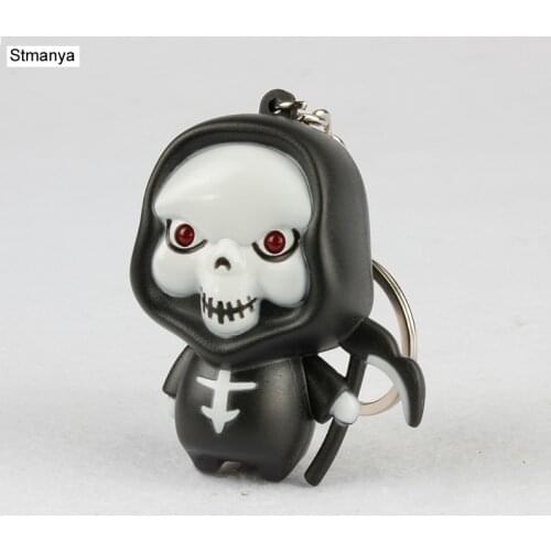 Cartoon grim Reaper Key Chain LED Vocal Pendant Keychain Fashion Lovely ghost Key Ring Halloween gift Jewelry K1648