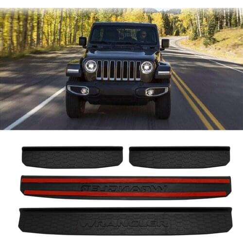 For 82215394 2018 Jeep Wrangler Door Sill Guards 4-Door Plastic 4 Door Sill Entry Guards Sill Plate Protectors for Jeep JL Parts