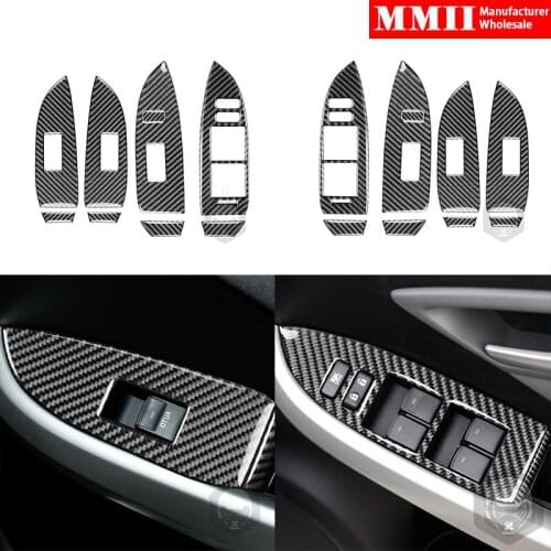 For Toyota Prius 2012-2015 Power Windows Control Switch Panel Cover Sticker Trim Real Carbon Fiber Decoration Accessories