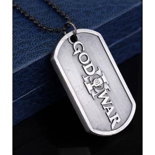 Dongsheng Game Jewelry PS3 Dog Tag Pendant Necklaces GOD OF WAR 3 For Men Bead Chain Necklace Gift -30