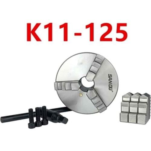 K11-125 3 Jaw Lathe Chuck 125mm Self Centering Hardened Reversible Tool for Drilling Milling Machine SANOU