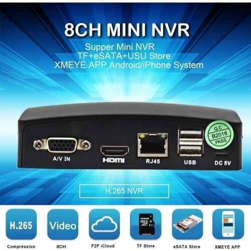 MINI 8ch/16CH NVR Network H.265 5MP Video Record for CCTV Camera IP Camera Support P2P eSATA TF Slot USB Mouse Remote Control