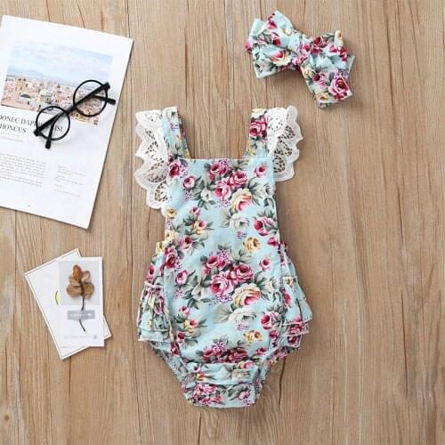 Hot Sale 2020 Baby Clothes Girls Clothes Summer Square Neck Sleeveless Print One-piece Triangle Climbing Clothes