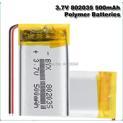 500mAh lithium-ion polymer 3.7 V 802035 battery For MP3 MP4 MP5 GPS KTV household battery amplifier audio computer microphone