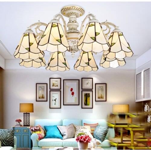 Mediterranean style chandelier living room dining room with light source chandelier study blue creative pastoral style lamp WF