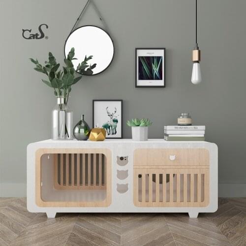 Cat Furniture Retro Color Matching Coffee Table Wooden Cat Litter, Cat Toy Pet Supplies