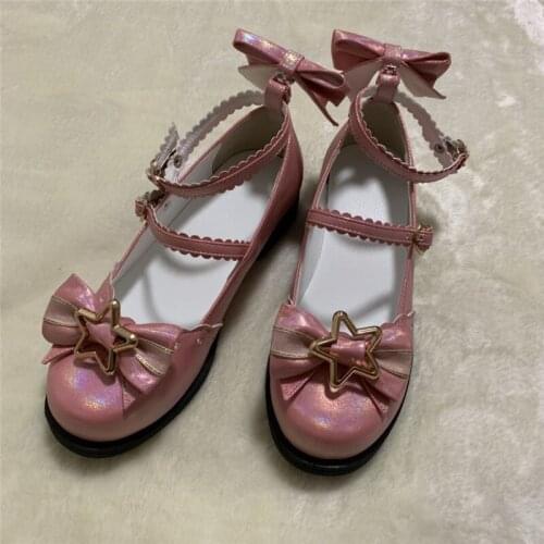 Sweet girls female kawaii star buckle tea party japanese cute bowknot anime lolita shoes women cosplay loli wear big size 41 42