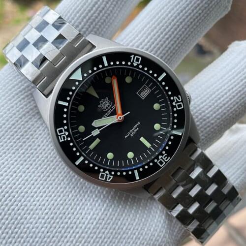Steeldive SD1979 Stainless Steel Bracelet Super Luminous C3 Black Dial Sapphire Ceramic Bezel 200M Waterproof Dive Watch Men