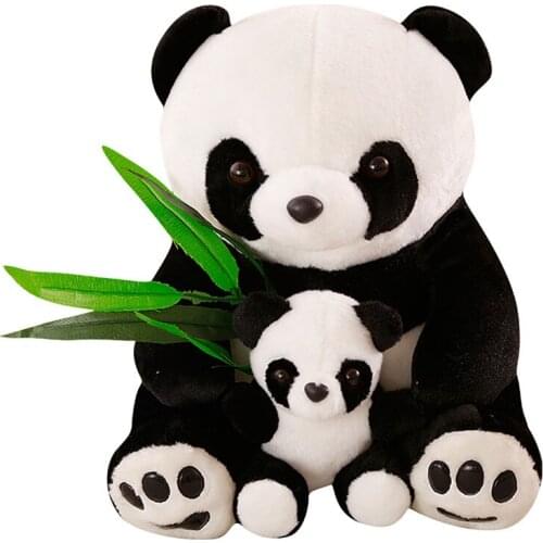 Pandas Stuffed Doll with Bamboo Cute Panda Mother and Son Lovely Plush Doll Toys kids Best Presents Birthday Gifts for children