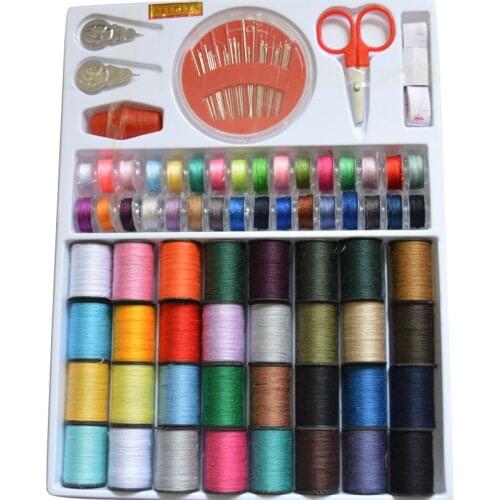 70pc/box sewing kit 64 Spools color Sewing Threads Craft Scissor Stitches Needles Tools for DIY Sewing Machine Accessories