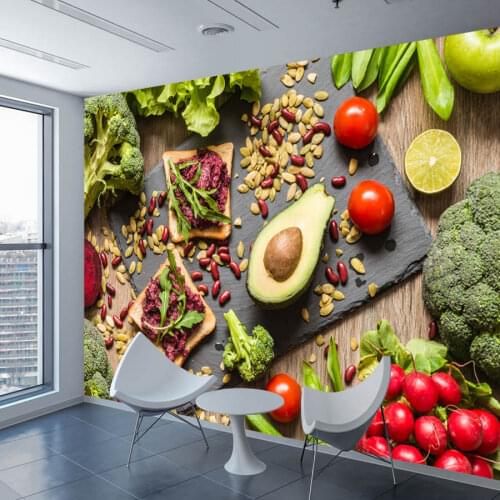 ShineHome-3D Wallpaper Food Vegetable Fruit Wall Mural Paper Picture Wallpapers for 3 d Restaurant Hall Living Room Walls Decor