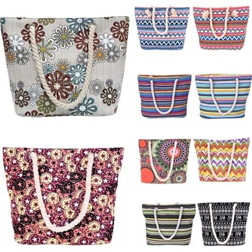 2021 New Fashion Bohemian Handbag Womens Large Capacity Handbag Single Shoulder Bag Beach Bag Leisure Bag Cotton Rope Handbag