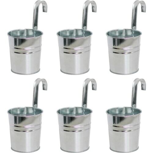 Planting Pot Pots Metal Hanging Flower Bucket 6pcs/set Decor For Garden Balcony Fence Home 25*16*16cm Hook Basket Planter Holder