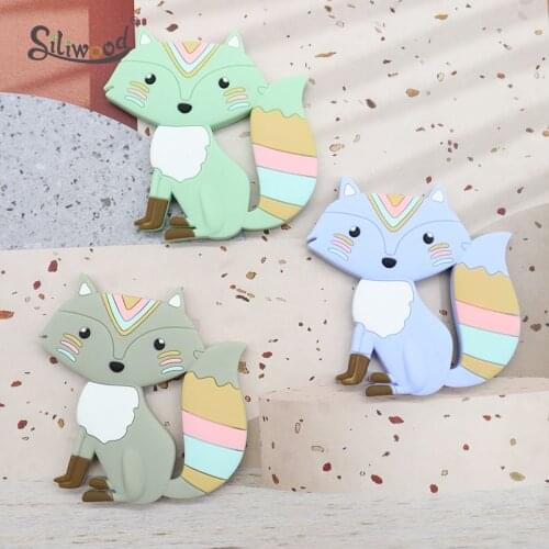 10pc Fox Silicone Teether Food Grade Silicone Baby Teether BPA Free Baby Teething Pacifier Chain Toy Toddler Molar Pain Relief