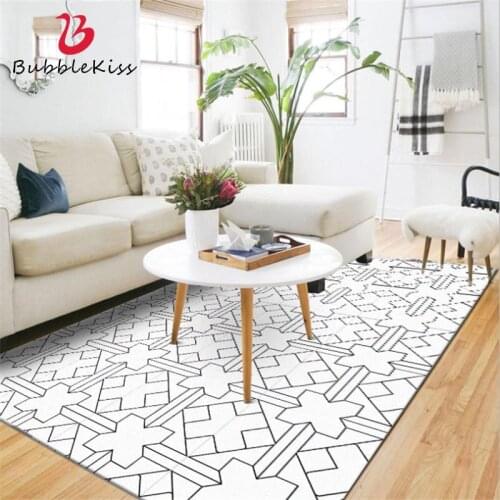 Bubble Kiss Modern Black White Geometric Line Pattern Carpets For Living Room Large Size High Quality Home Area Rug Non-slip Mat