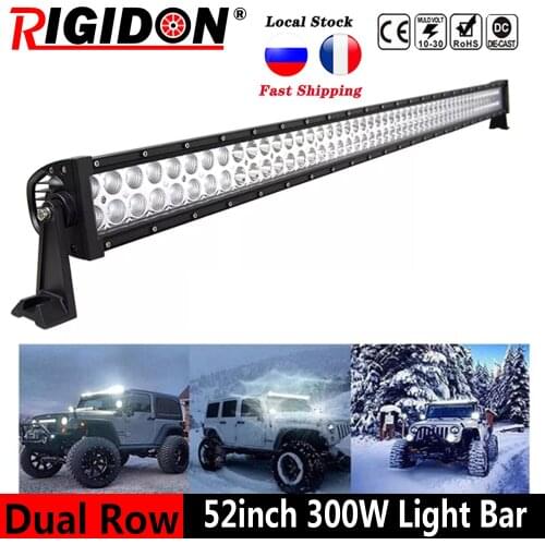 RIGIDON 52inch 300W 3D Double Row Flood Spot Combo Beam Led Light Bar for Jeep Offroad Boat Truck 4WD SUV ATV Fog light