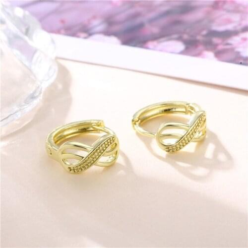 Vintage Fashion Gold Color Small Earrings Minimalist Metal Infinity Earrings Cute Bowknot Hoop Earrings For Women Hollow Jewelry