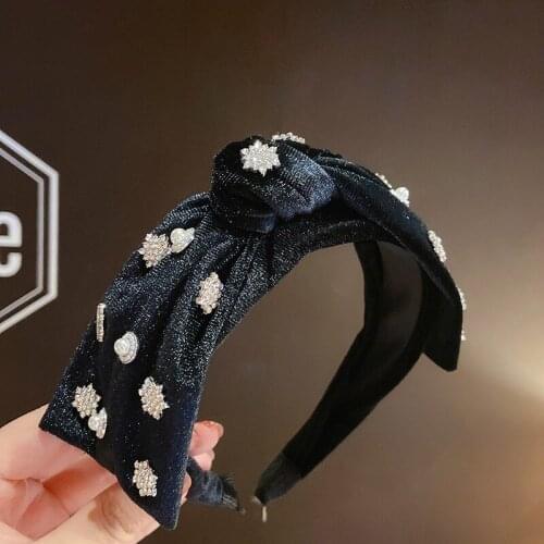 2021 Wholesale Korean Fashion Velvet Bow Snowflake Headband Temperament Headband Hairpin Hair Accessories Women