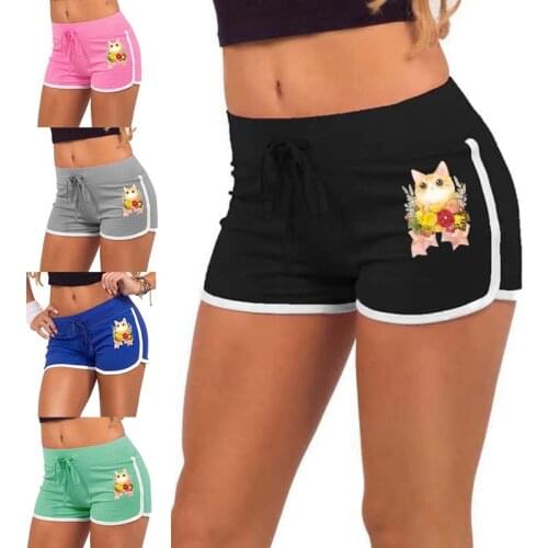 New Arrival Shorts Women High Waist Elasticated Fitness Leggings Push Up Gym Training Summer Sports Shorts cat Printing Short