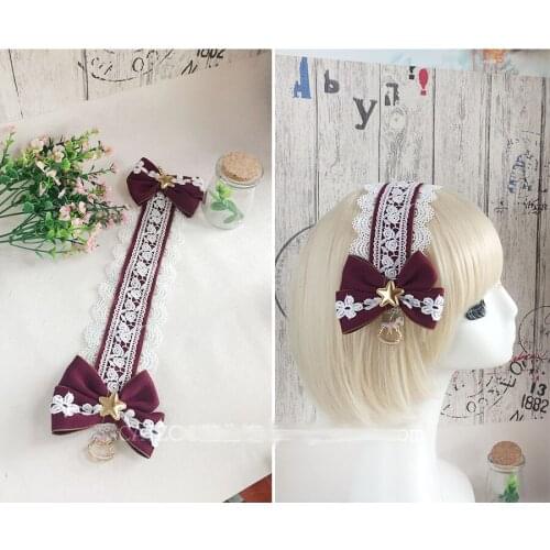 Ladies Victorian Vintage Maid Costume Super Cute Handmade Lolita Ribbon Head Band Ruffles Trim Princess Feel Maid Hairband cos