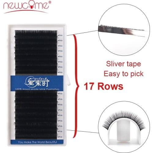 17lines/tray NEWCOME Lashes Upgraded Eyelash Extension High Quality Silver Tape Easy to Pick Eyelashes Individual Lashes