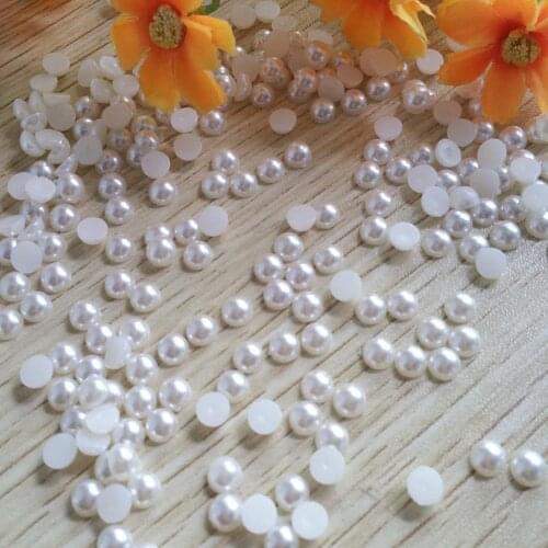 200pcs/lot Plastic ABS beads 6mm no holes Half side flatback Bead Pearls. decorative Jewelry half Crafts accessories pearl