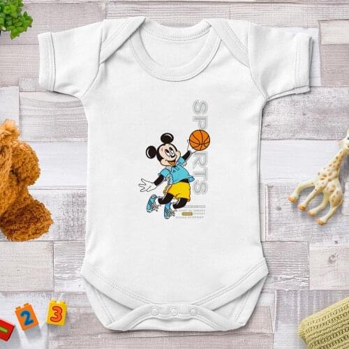 2021 Sports Mickey Fashion Cartoon Rompers Baby Boy Girl Jumpsuits Harajuku Infant Toddler Summer Short Sleeve Baby Clothes