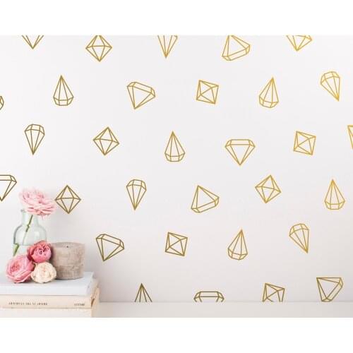 48 Diamond Decals Geometric Wall Decals Princess Girl Bedroom Wall Art Stickers Baby Wall Decals Removable Vinyl Cute Prism D998