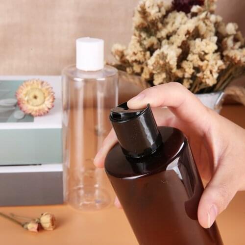 5pcs/1pc 350ML Brown/Transparent Cosmetic Bottle Press Lip Liquid dispenser Plastic Makeup Container Leak-proof Oil Shampoo hair
