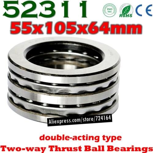 55x105x64 mm Two-way Thrust Ball Bearings 52311 Axial 52311M 38311 Plane 55*105*64 High quality Steel or brass cage Wholesale