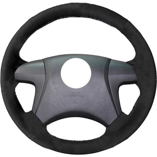 Auto Alcantara Leather Hand-Stitched Black Suede Car Steering Wheel Cover for Toyota Highlander 2009-2014 Camry 2007-2011