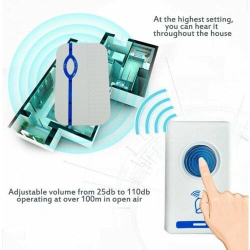 Wireless DoorBell Remote control door chime kit Flashing LED Light loud Speaker 100m Rang Home Hotel digital Smart musical