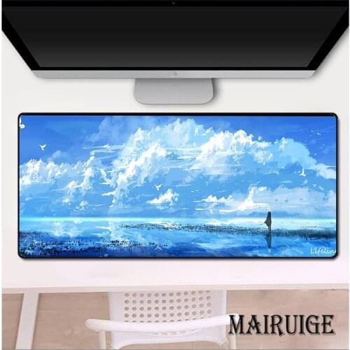 400X900mm Blue Sky Large Anime Natural Rubber Mouse Pad XXL Deskmat Keyboard Gamer Locking Edge Keyboard PC Mice Mats